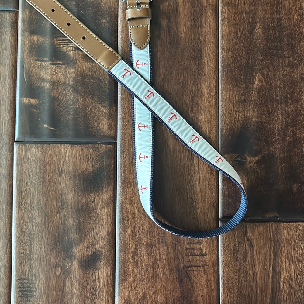 Janie and Jack Brown and White Leather Belt with Silver Buckle